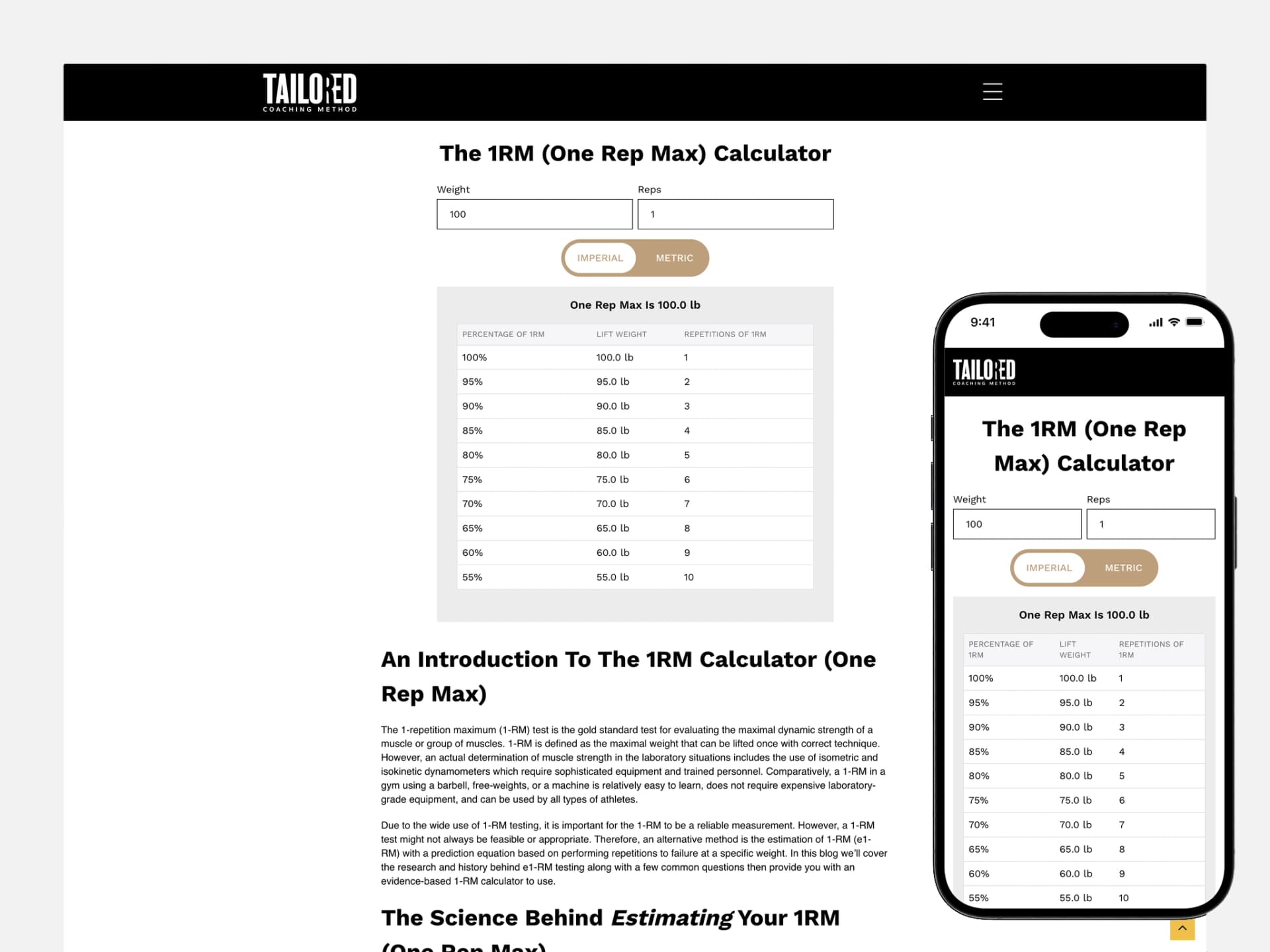 1RM Calculator